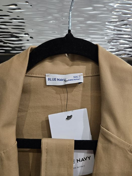 Plaszcz trencz Blue Navy 36 camel włoski