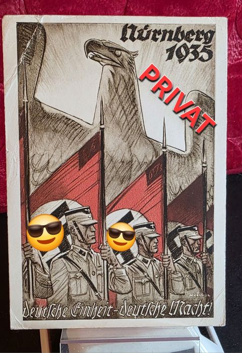 Pocztówka propagandowa Nürnberg 1935 NSDAP 3 Rzesza