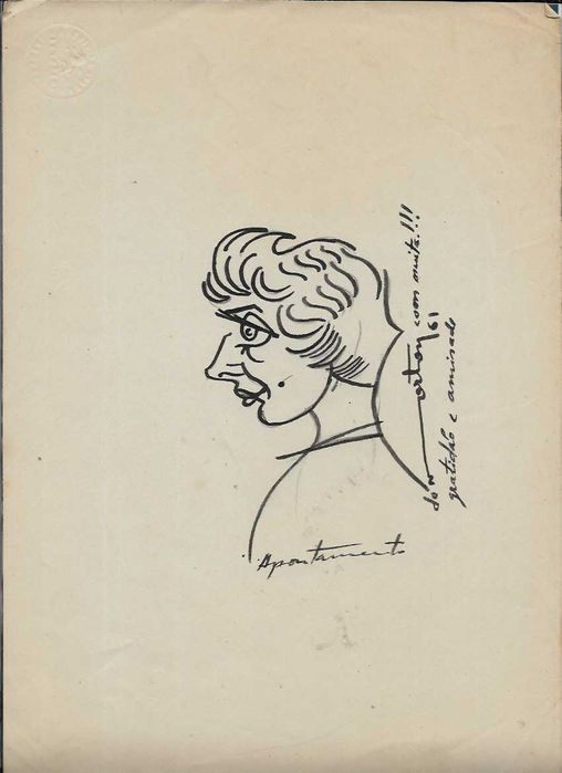 MÁRIO NORTON - Caricatura original de 1960 a tinta da China
