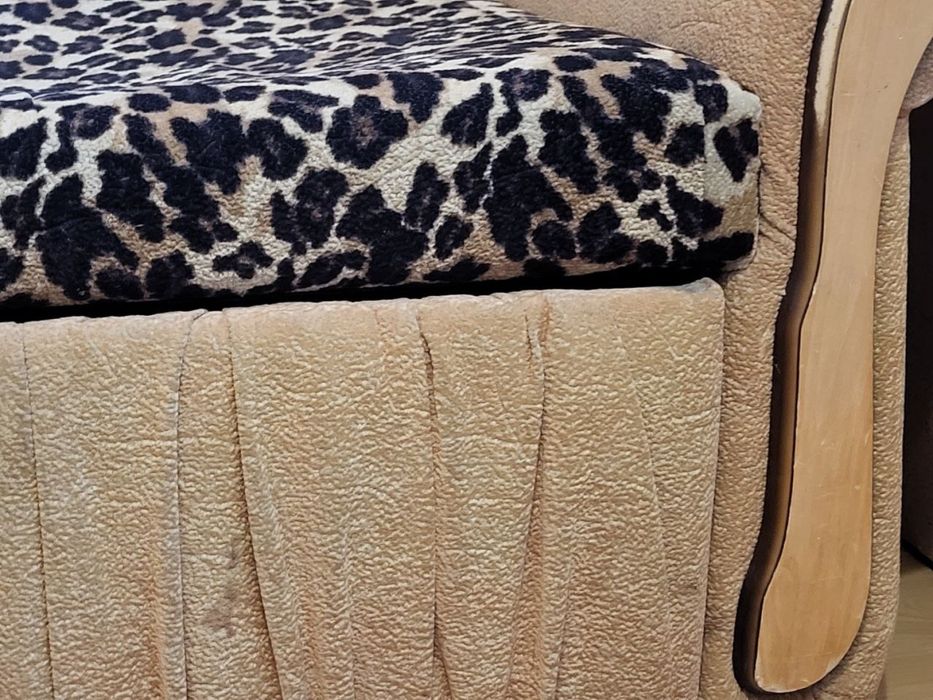 Розкладний диван з двома кріслами з леопардовим принтом
