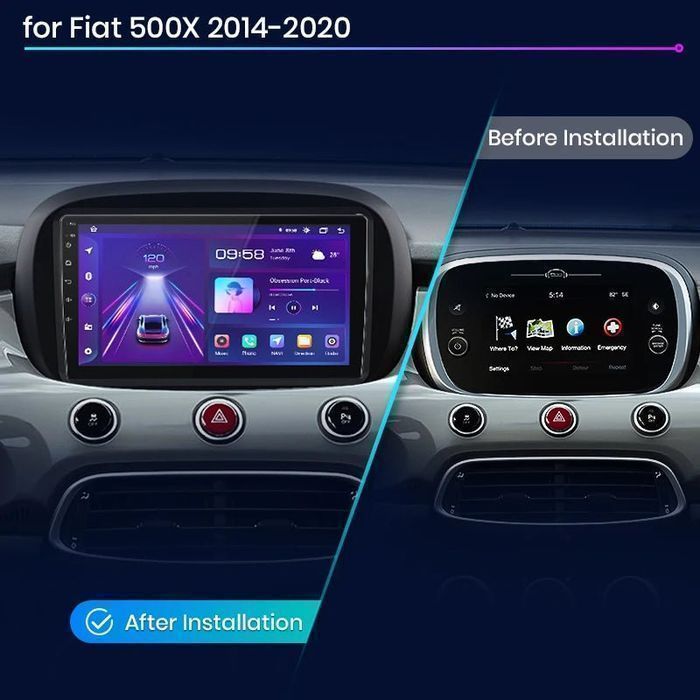 Fiat 500X 2014-2020 – Radio Android 15 9" CarPlay Android Auto 4GB/64GB GPS Nawigacja Stacja Multimedialna WiFi Bluetooth DSP 4G LTE PL
