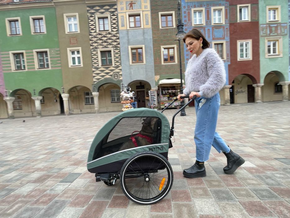 Wózek dla psa i przyczepka rowerowa dla psa do 40 kg lub kota norma UE