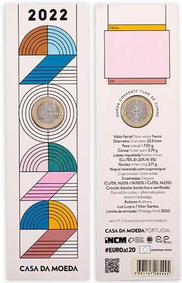 Moeda Comemorativa 1 euro Portugal 2022 FDC (Esgotada INCM)