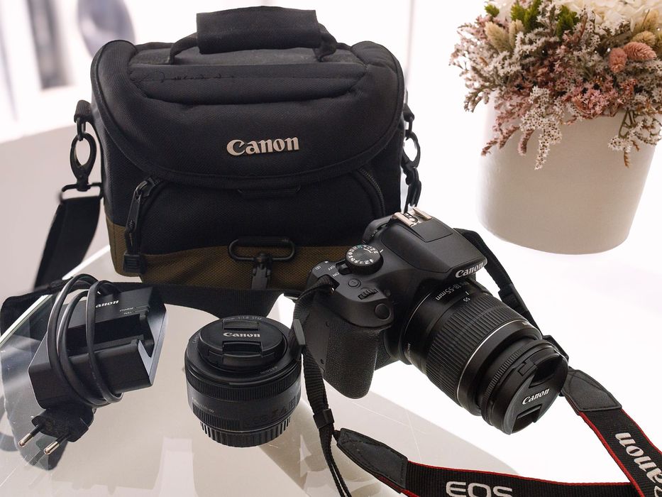 Canon 1300D + 18-55mm + 50mm 1.8 + Bolsa