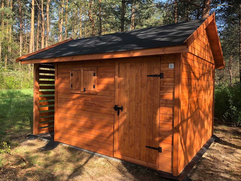 Domek narzędziowy 3x4 ogrodowy z drewutnią altana AltanyOstrowski.pl
