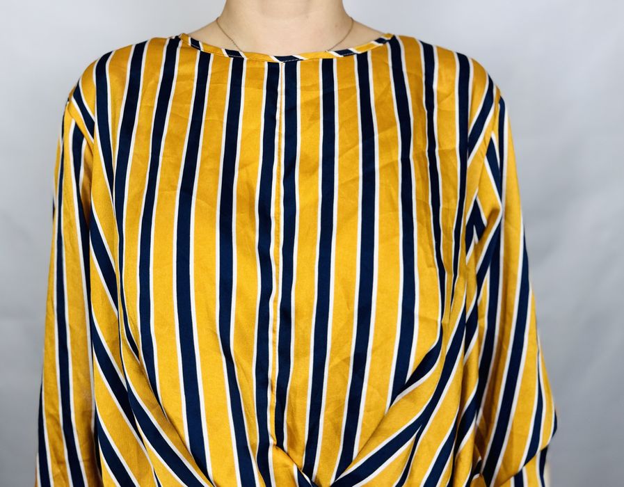 Żółto‑granatowa bluzka z węzłem 3XL 46