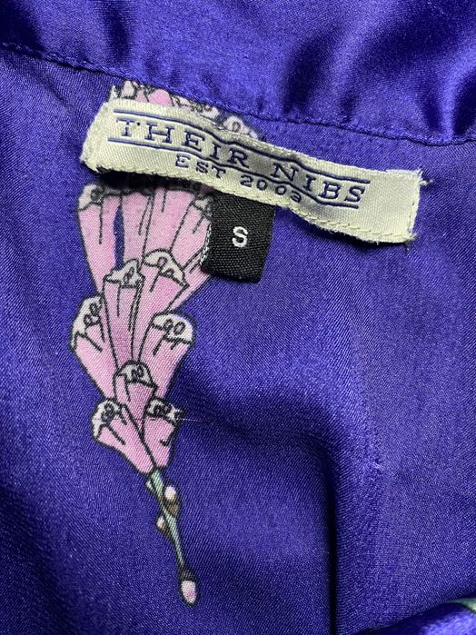 Атласна синя піжама М комплект сорочка-штани для дому