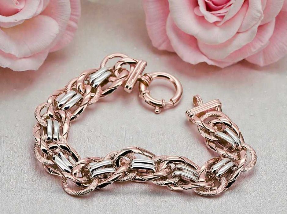 Bransoletka z czerwonego 14k różowego rosyjskiego złota 18c cfb009rw W