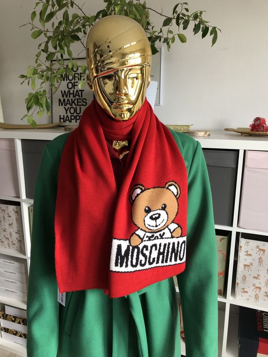 Moschino oryginalny szal z misiem, nowy z metką damski szal