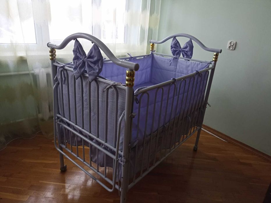 Дитяче Ліжко, Кроватка Метал ( Трансформер) +повний комплект з Люлькою