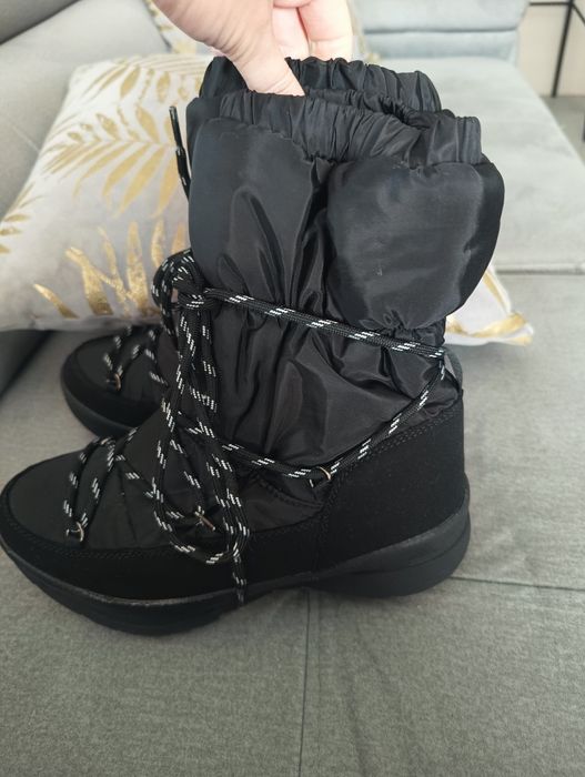 Buty zimowe damskie dziewczęce śniegowce czarne R.38, wkł.24,5 Jenny f