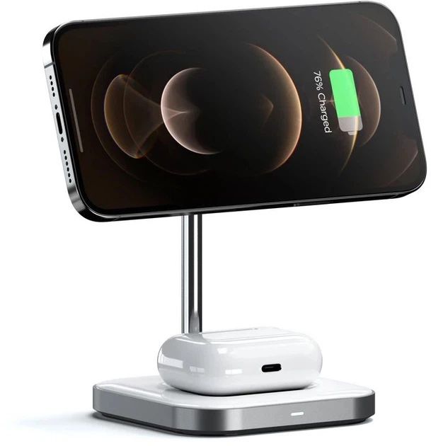Бездротовий зарядний пристрій Satechi Aluminum 2 in 1 Magnetic Wireless Charging Stand Space Gray (ST-WMCS2M)