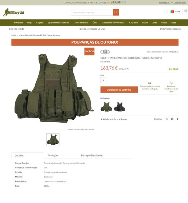 Vendo colete Tático MFH Ranger Molle- Woodland