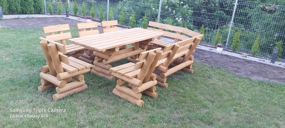 narożnik  , meble ogrodowe z bali toczonych