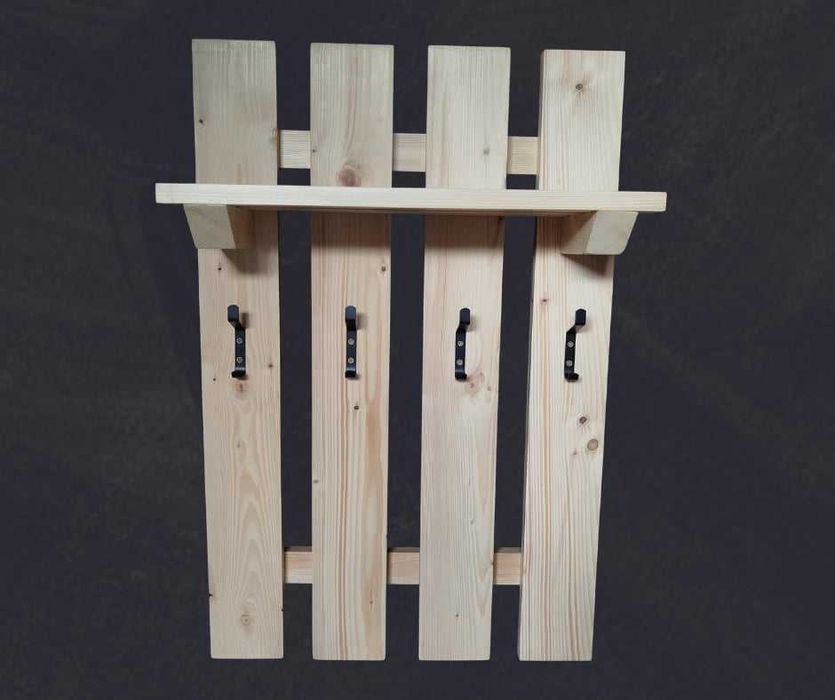 Wieszak na ubrania, wieszak drewniany, wieszak do przedpokoju 70 cm