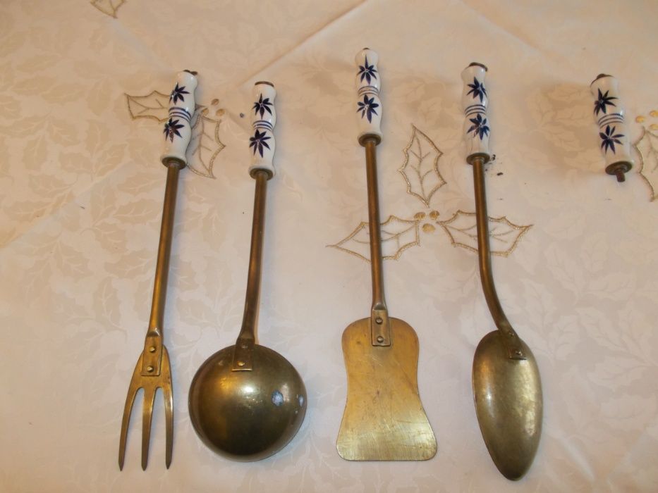 Talheres decorativos Latão ceramica cozinha campo
