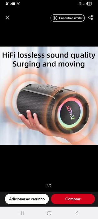 Coluna portátil Bluetooth ZEALOT 200W, á prova de água. 

Nova