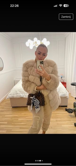 Futro z lisa futerko bezowe r.xs/s