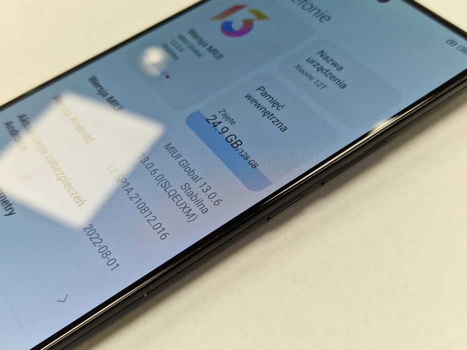 Xiaomi 12T 5G/ 8GB/ 128GB/ Black/ Czarny/ Grade A + ładowarka