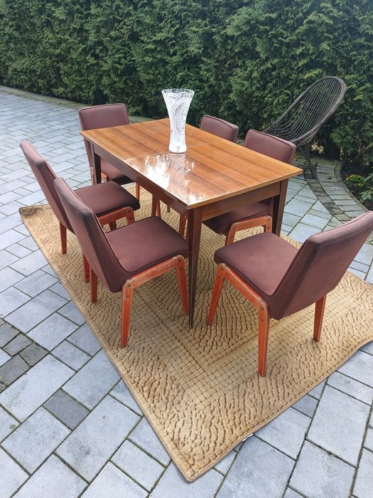 PRL stół i 6 krzeseł