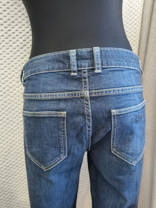Granatowe samskie spodnie jeansowe proste wysoki stan r. XL 42