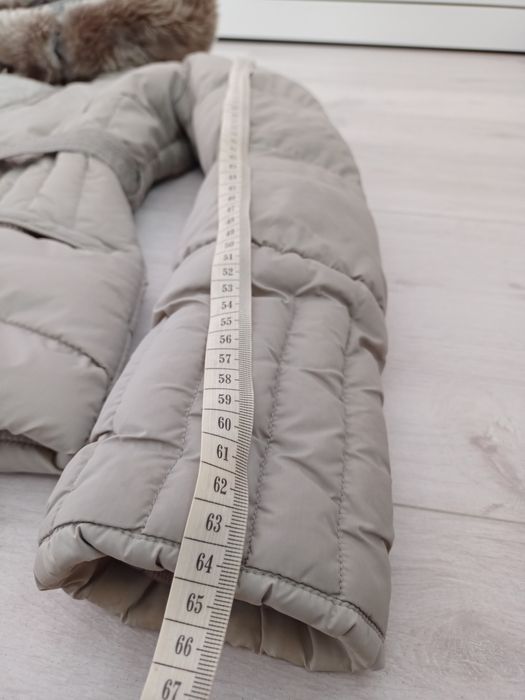 Kurtka damska S Missfofo aevea z paskiem taliowana puchowa beżowa kawa