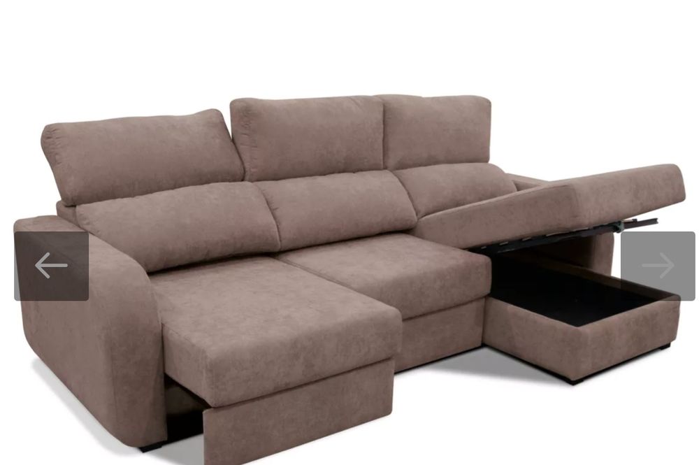 Chaise longue cama tecido APRIL dereita 4 lugares vison (Conforama)