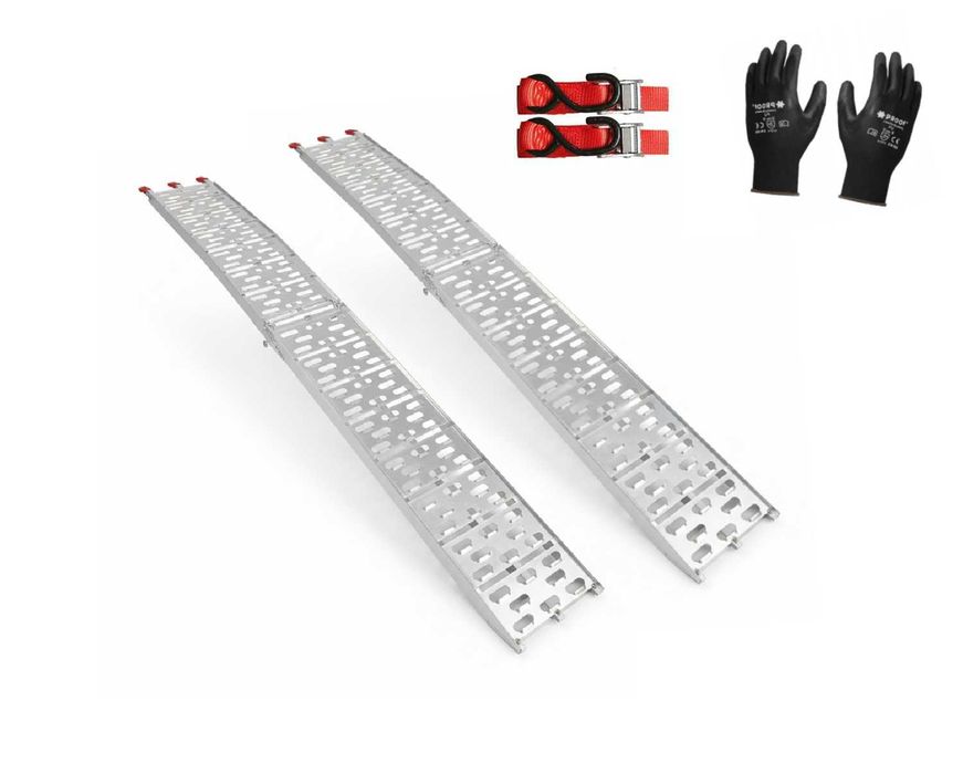 Najazdy Aluminiowe 228 cm 680 kg Rampy Składane 2 Do Quada Motocykla Kosiarki Traktorka