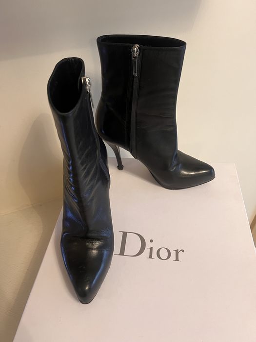 Christian Dior oryg kozaczki skórzane botki czarne na szpilce r.37,5 cm
