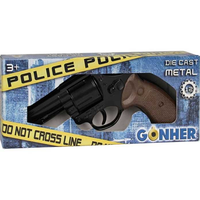 Pistola de policia metal de fulminantes 12 tiros 26,5x4x15cm