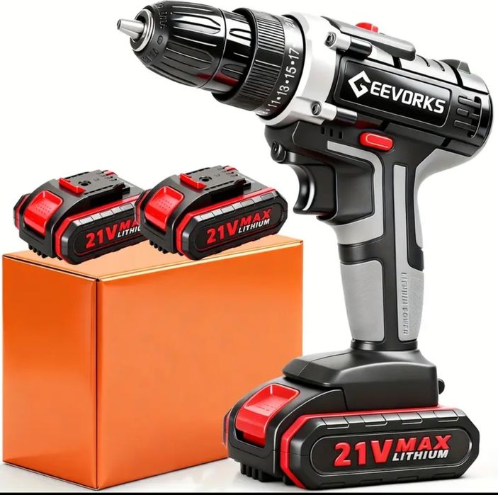 3w1 Wiertarka Wkrętarka Udarowa Śrubokręt z 2 Akumulatorami