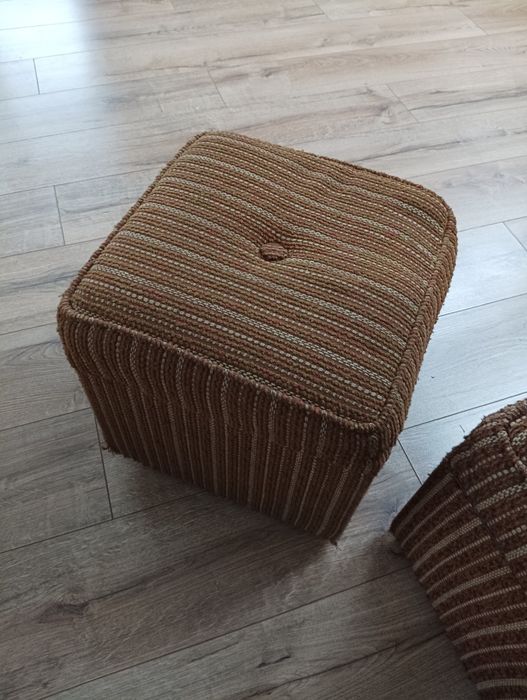 Vintage pufa brązowa otwierana PRL 1980 2 sztuki