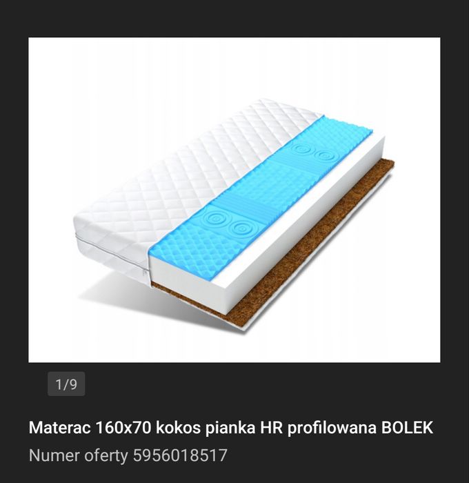Materac  160 x 70 nowy pianka kokos