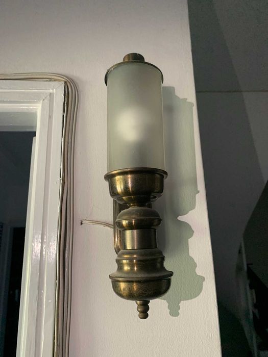 Conjunto de 2 Apliques de Parede Vintage em Latão com Vidro Cilíndrico (1 e 2 Lumes)