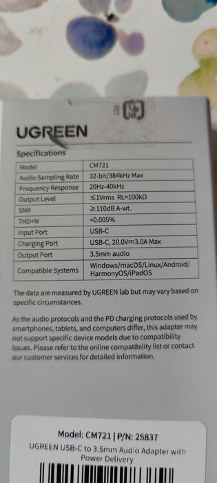 Звуковая карта  UGREEN  USB-C/3.5mm