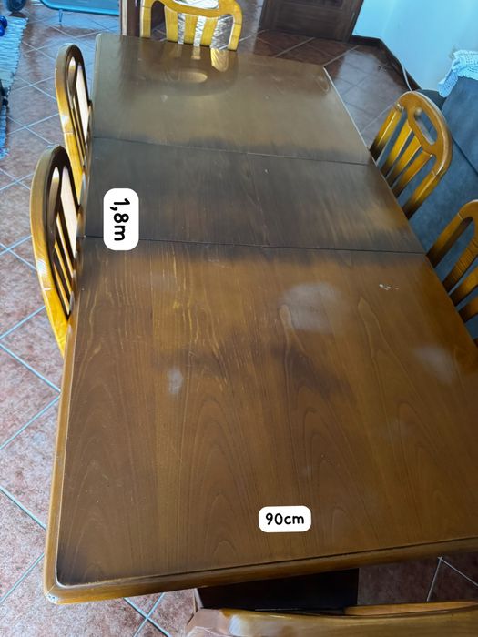 Mesa em madeira 1,40m extensivel para 1,80m