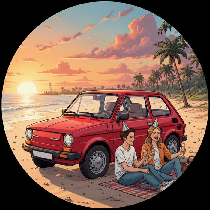 Opłatek na tort Fiat 126p Maluch Fiacik