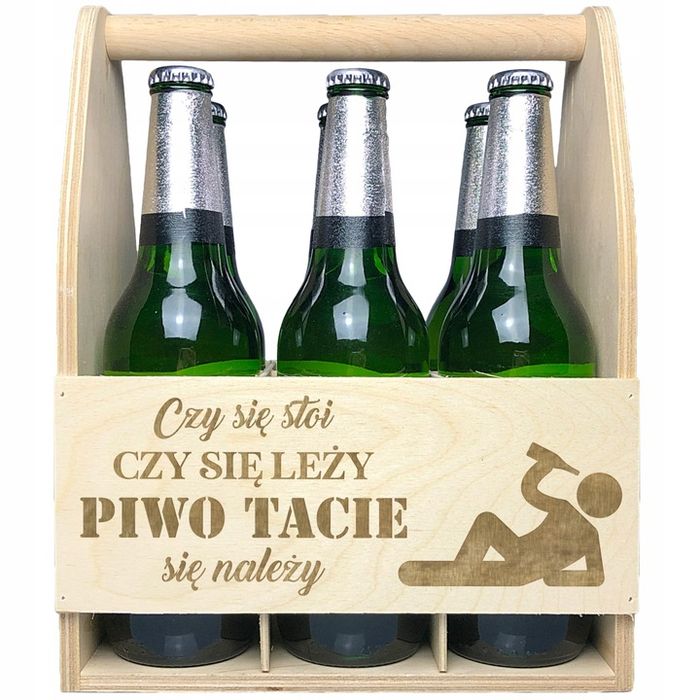 Prezent Dla Taty Na Dzień Ojca Nosidło Skrzynka Drewniana Piwo Z Grawe