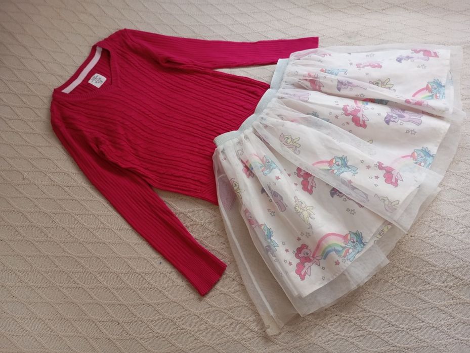 H&M Jaskrawy komplet dla dziewczynki z kucykami i jednorożcami