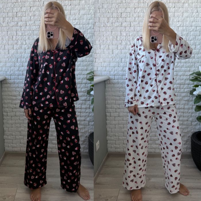 Жіноча піжама з сердечками — м’яка, затишна та стильна