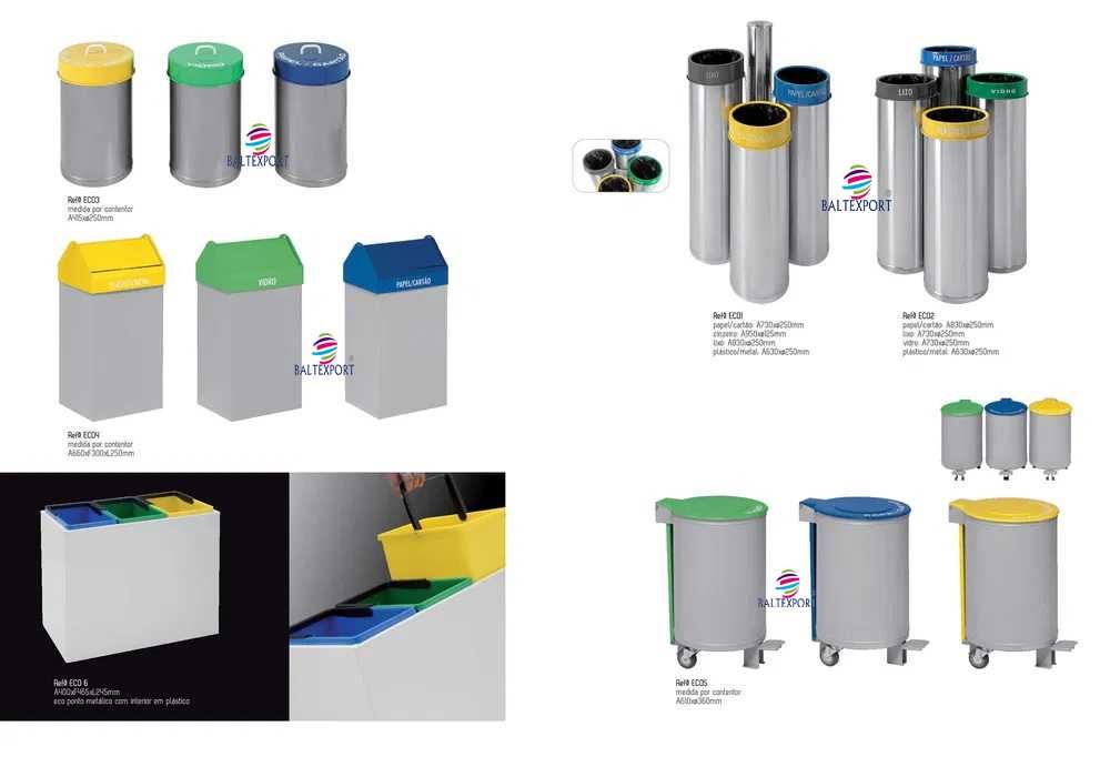 Ecoponto Papel, Vidro, Metal, Plastico em Inox escritório/Armazém Novo