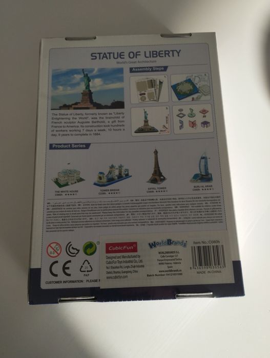 3D Puzzle of the Statue of Liberty, New and Packaged.