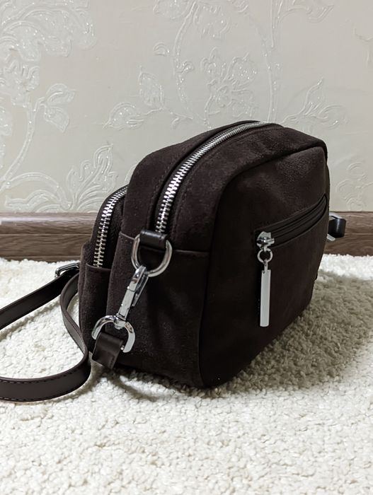 Женская сумка кроссбоди из натуральной замши Polina & Eiterou шоколад