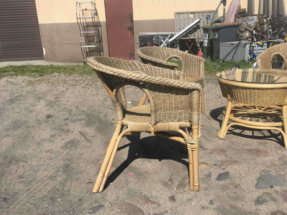 Meble ogrodowr rattan stolik 4 krzesła