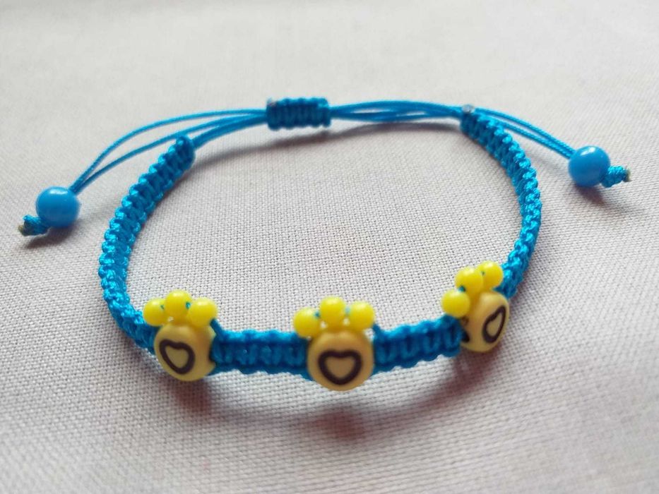 Pulseira Patinhas de Pet em Amarelo e Azul