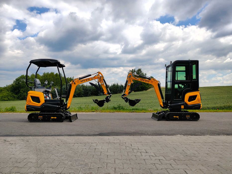 Minikoparka APS K12 | 950 kg | Wąska 93 cm | Gwarancja | Serwis | Joystick | KOOP 7kW