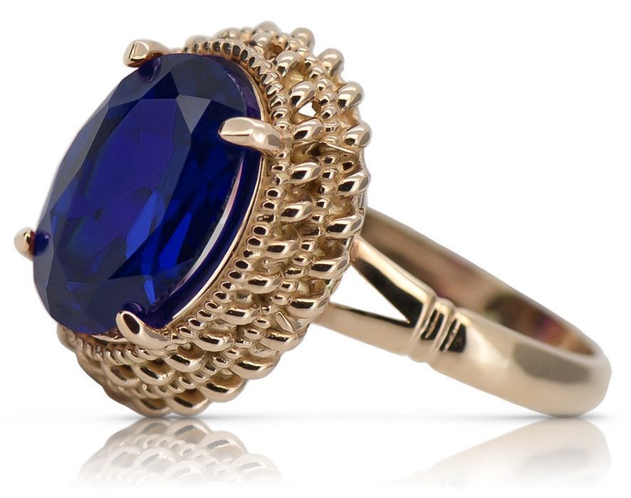 Pierścionek z różowego czerwonego złota 14k z Szafirem vrc068 Wrocław