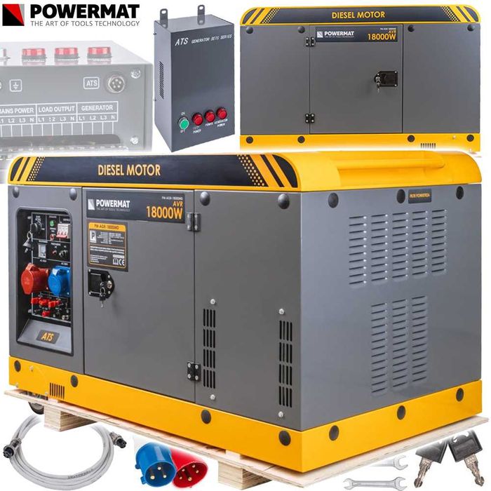 POWERMAT Agregat Prądotwórczy Generator Prądu 18kw 230/400v 12v Ats