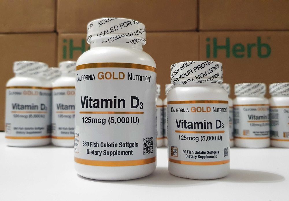 Вітамін Д3, 5000 мо (125 мкг), 90 та 360 капсул, California GN (США)