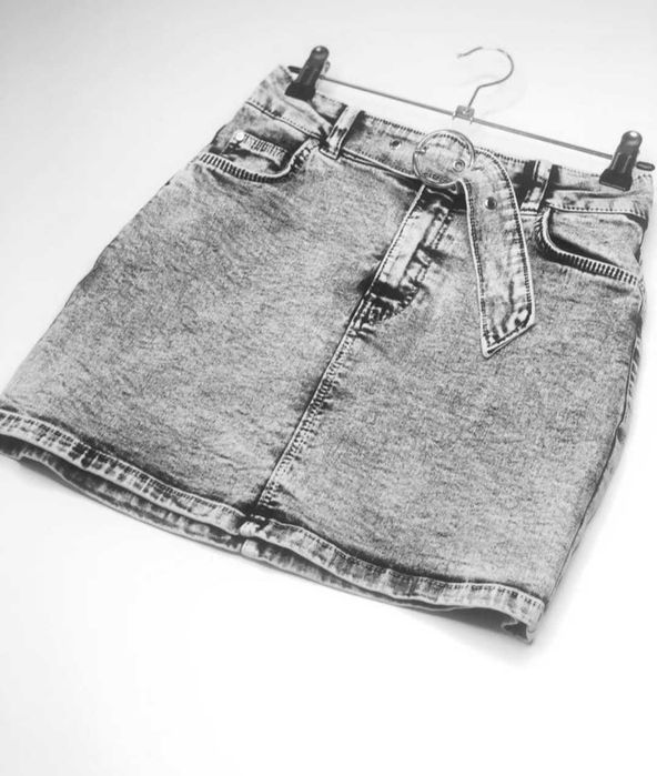 Жіноча спідниця джинсова сіра bershka xs-s Женская джинсовая юбка сера